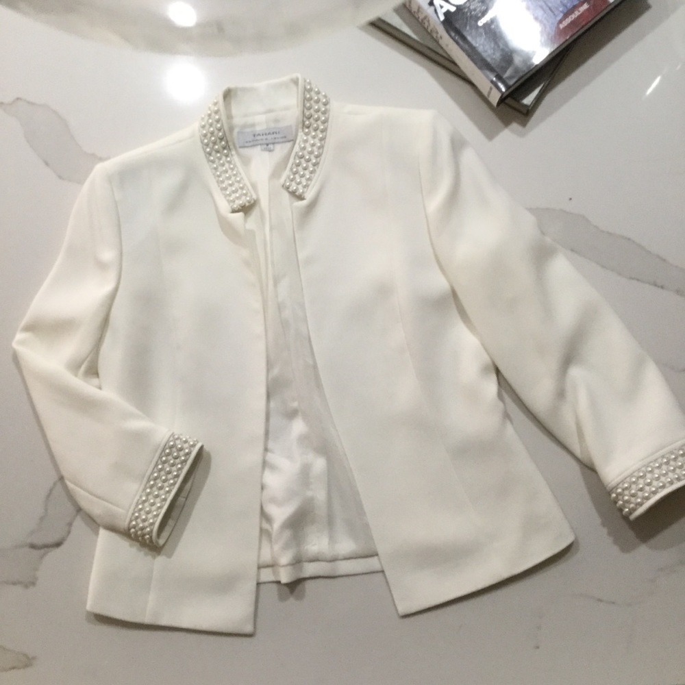 Blazer -White with Pearls details by Tahari size 8